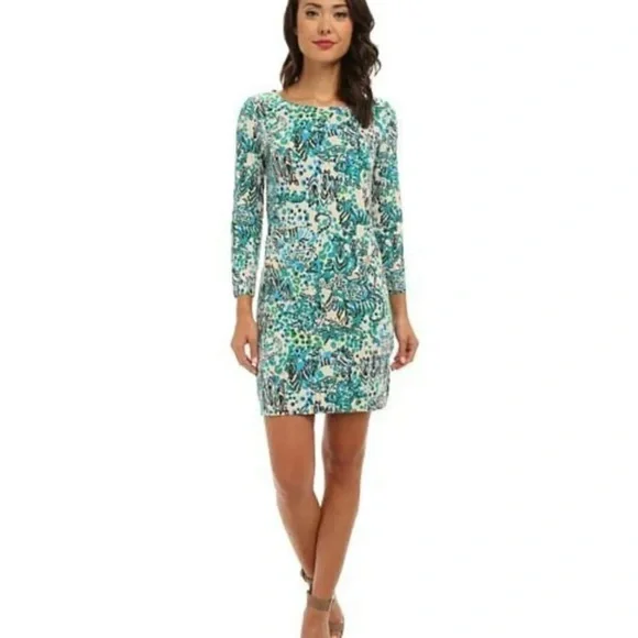 Lilly Pulitzer Teal Aqua Cream Corine Dress Sea Oat Everglades - Picture 3 of 14